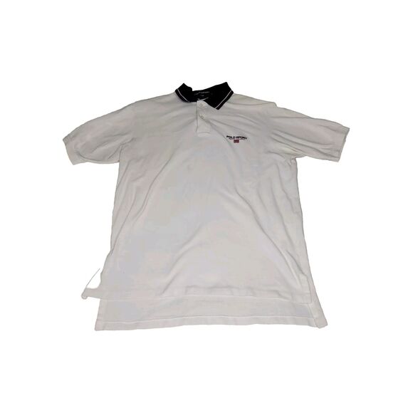 Vintage Polo Sport Ralph Lauren Mens Size L White Retro Preppy Made In USA Y2k - Picture 1 of 16